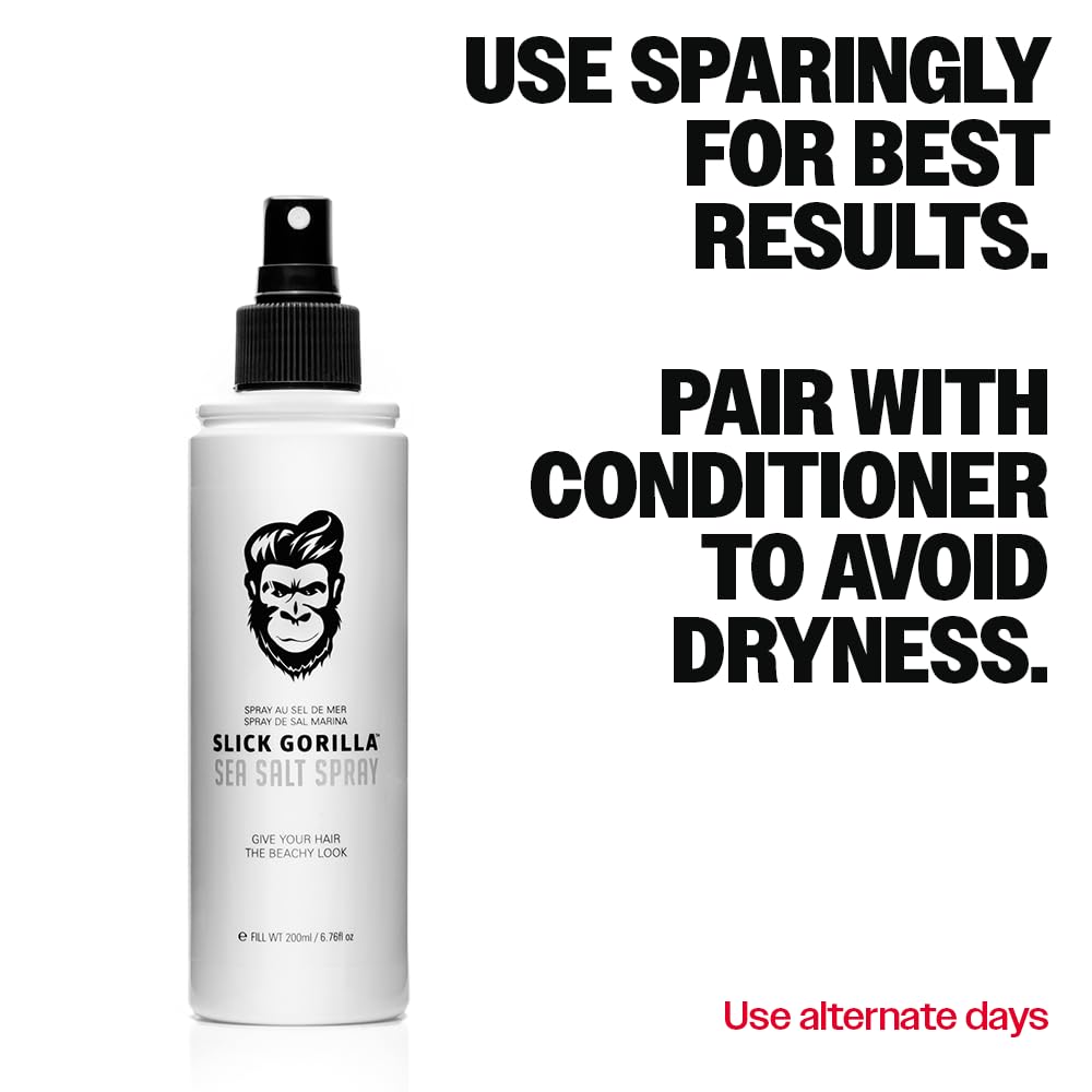 Slick Gorilla Sea Salt Spray for Men 200ml (6.76 fl oz) | Texturizing Sea Salt Hair Spray | Lightweight Volume Mist | Matte Finish | Natural Texture | Flexible Hold