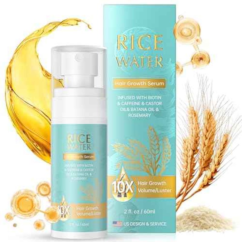 Hair Growth Serum Oil for Women - Rosemary Batana Rice Water Biotin Hair Spray for Hair Growth - Hair Growth Thickening Product - Hair Loss/Shedding,Thin, Dry & Damaged for Women Men(60 ML/2.0FL.oz)