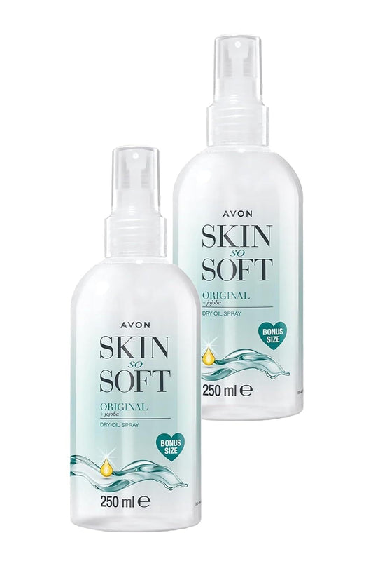 AVON SKIN SO SOFT Original Jojoba Dry Oil Spray 8.45 Fl oz – |Moisturizing Body Oil with Vitamin E | After Shower Body Oil, 250ML (2- PACK)