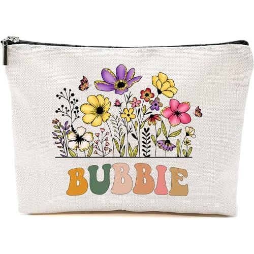 Bubbie Wildflowers Gifts For Mother's Day Makeup Bags - Bubbie Flower Gift Bags - Mom Birthday Gifts - Travel Cosmetic Bag For Birthday