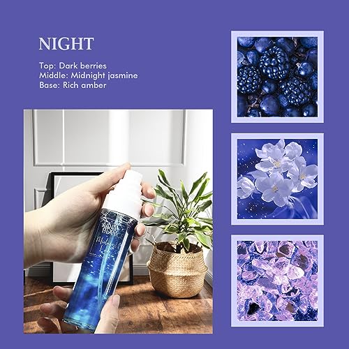 Body Spray for Women, Fragrance Mist Gift Set, Pack of 3, Each 3.4 Fl Oz, Total 10.2 Fl Oz, Cherry Blossoms, Stars, Night