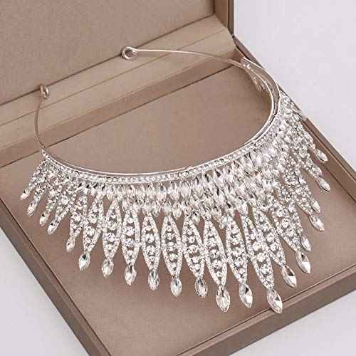 Trendy Silver Color Rhinestone Crystal Queen Big Crown Bridal Wedding Tiara Women Beauty pageant Bridal Hair Accessories Jewelry (Silver)