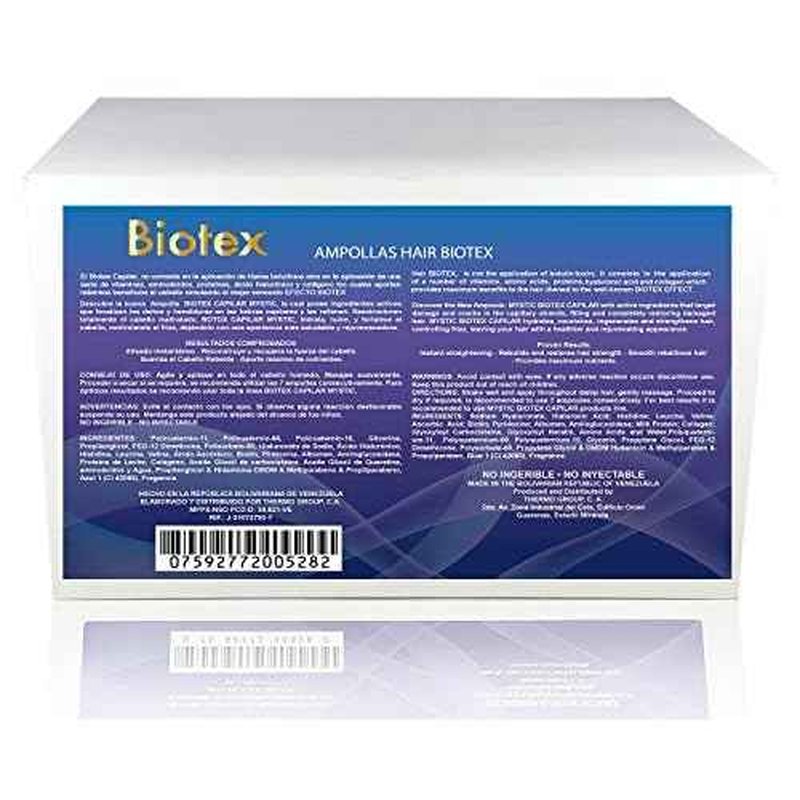 Mystic Biotex Ampoule Anti-Frizz, Restores and Repairs Damaged Hair - Provides Essential Nutrients and Vitamins - Hair Treatment Ampoules With Hyaluronic & Amino Acid (Pack 24)