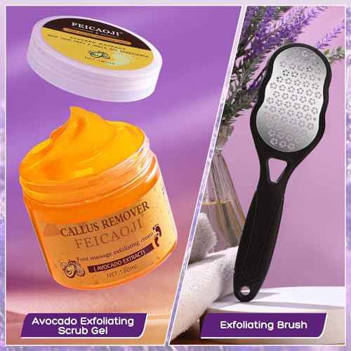 Foot Callus Remover Gel Foot Files Kit Heel Foot Callus Remover Gel Exfoliator Dead Skin Remover Pedicure Foot Spa Products Home Pedicure Foot Spa Supplies for Rough, Dry, Cracked Skin