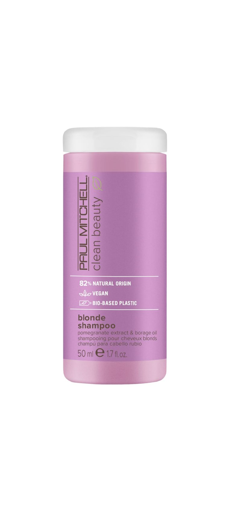 Paul Mitchell Clean Beauty Blonde Purple Shampoo, Gently Cleanses, Eliminates Brassy Tones, For Color-Treated Hair + Naturally Light Hair Colors, 1.7 fl oz