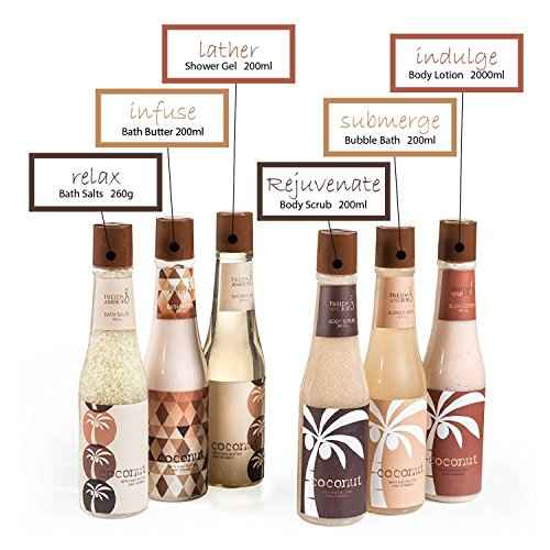 Tropical Milky Coconut Bath & Body Set Skin Care Bath for Women & Men Shower Gel, Bubble Bath, Bath Salts, Body Butter, Body Scrub, Body Lotion - Luxury Spa Set Luxury Body Care Gift Unisex