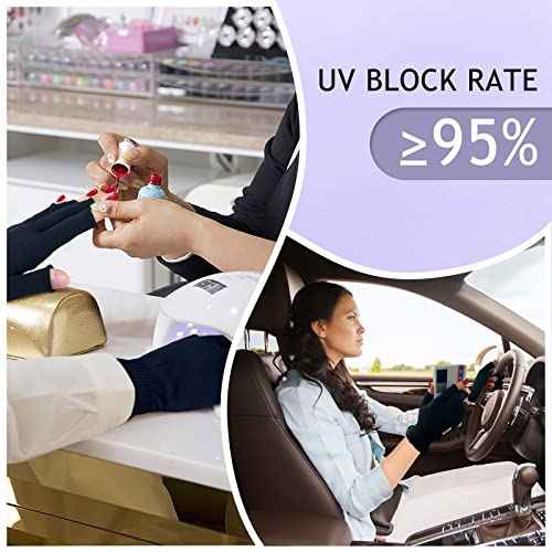 MIG4U 3 Pairs Fingerless Moisturizing Gloves, Half Finger Touchscreen Beauty Glove for Eczema, SPA, Dry Hands, Skin Treatment, Summer Sun UV Protection (S/M, Black-3pairs)