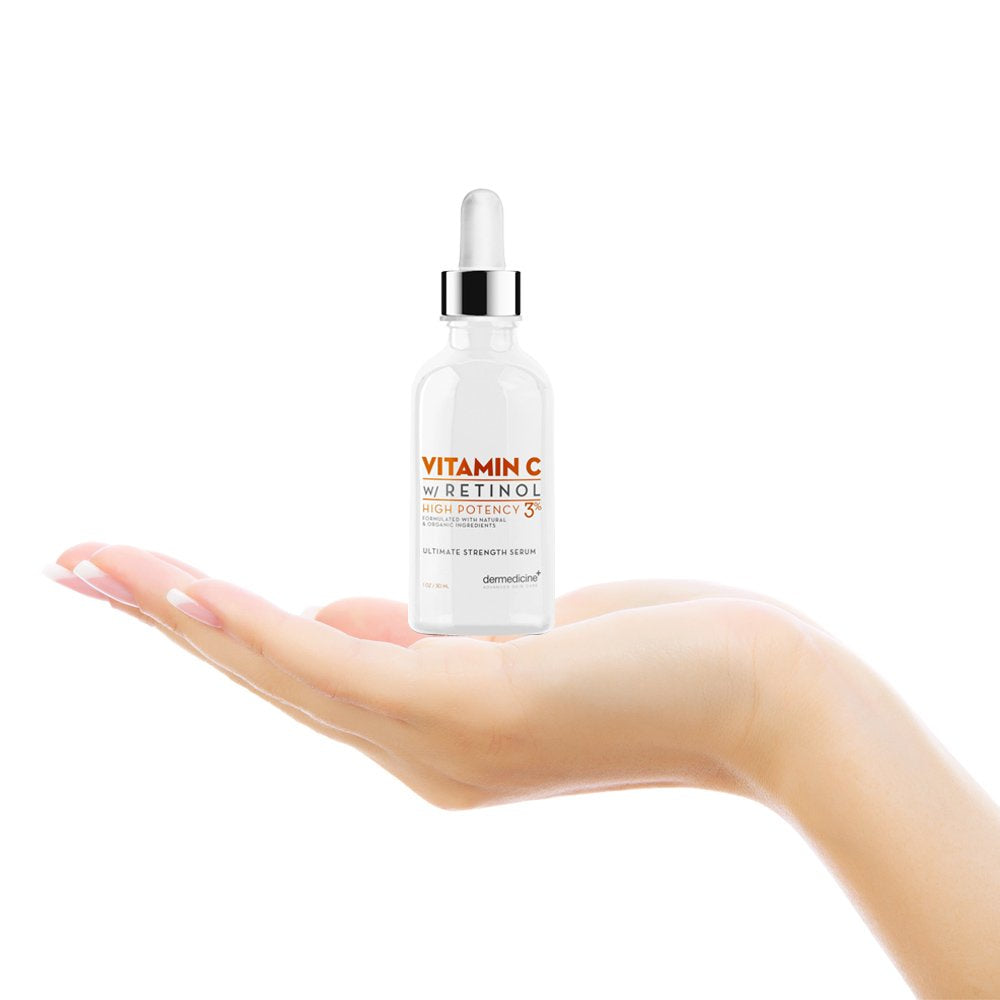 Vitamin C & 3% Retinol Anti-Aging Serum - Reduces Fine Lines & Brightens Skin Tone | Professional Grade Quality