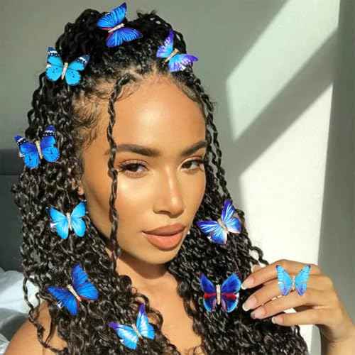 BARTOSI Butterfly Hair Clips Blue Butterflies Hair Barrettes Cute Styling Hair Accessories for Women and Girls (Pack of 10)