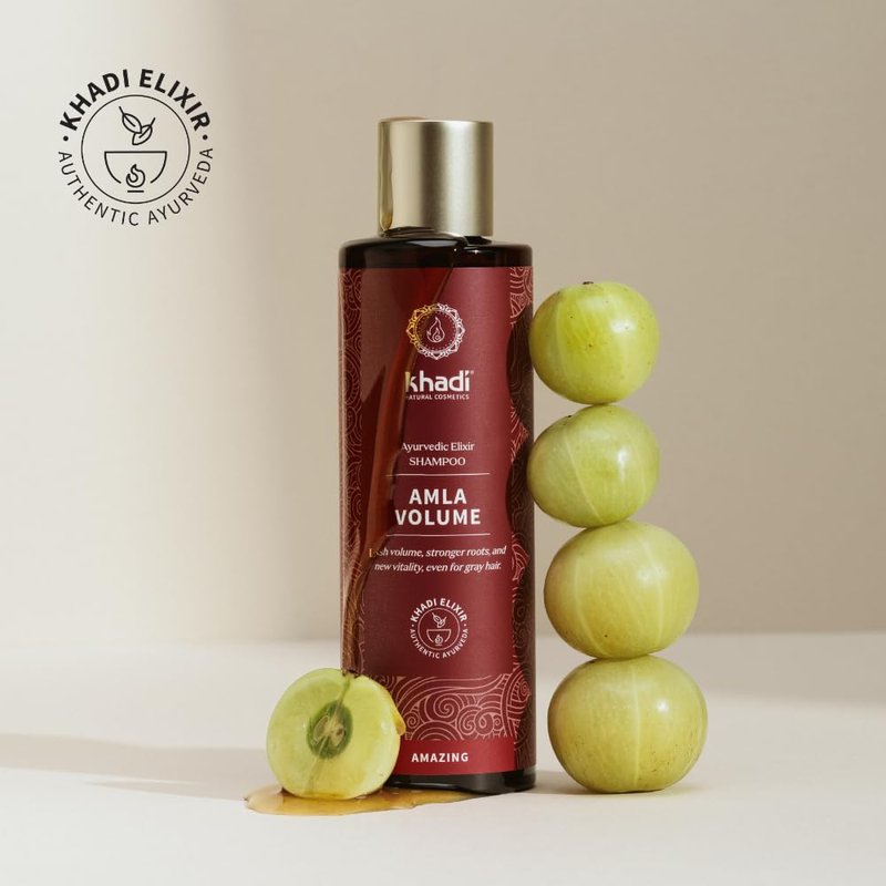 KHADI AMLA VOLUME Ayurvedic Shampoo - Powerful hair & volume through strong hair roots - 100% natural, vegan, silicone & sulfate-free - 6.7 fl oz