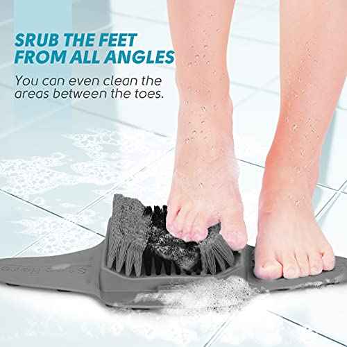 BESKAR Shower Foot Scrubber Mat with Pumice Stone, Cleans, Exfoliates & Smooths Your Foot Without Bending in The Shower or Bathtub, Foot Dead Skin & Callus Remover, Upgraded Non-Slip Suction Cups