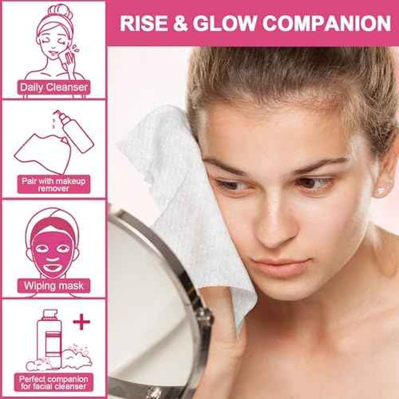 FACEMADE 100 Count (2 Packs) Disposable Face Towels, Ultra Thick Face Towelettes Disposable, Clean Facial Towels for Makeup Remover, Skincare, USDA Certified 100% Biobased