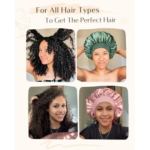 YANIBEST Silk Bonnet for Sleeping Women, Double Layer Hair Satin Bonnets with Elastic Band, Sleep Cap Curly Natural Hair