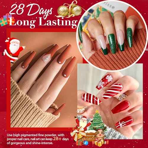 AZUREBEAUTY 130 Pcs Dip Powder Nail Kit ,16 Colors Brown Purple Green with Top/Base Coat Professional Glitter or DIY Salon Gifts