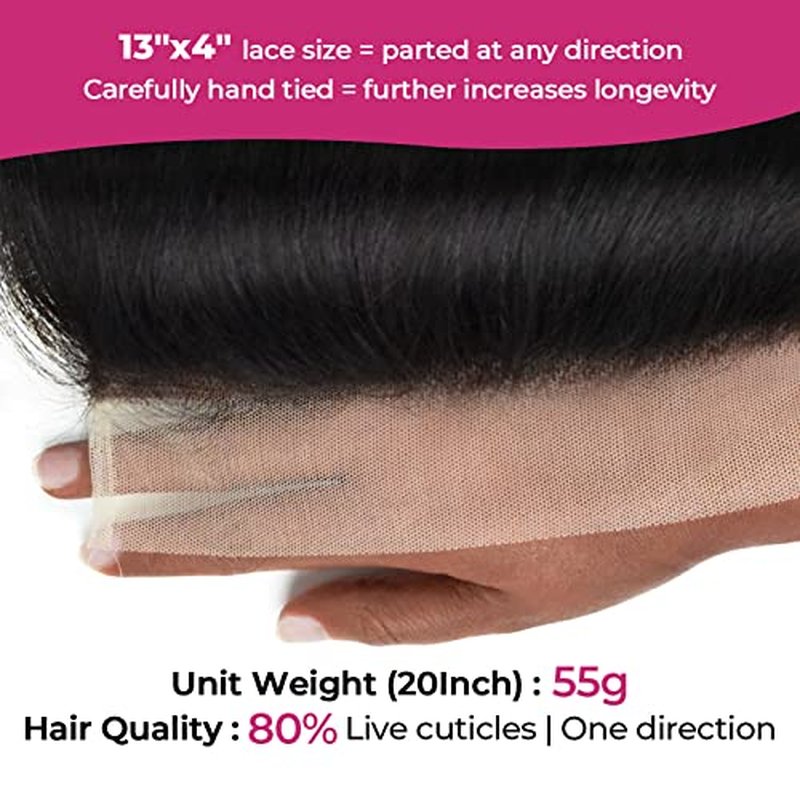 Body Wave Frontals 13x4 Ear to Ear Transparent Swiss Lace Pre Plucked Virgin Real Human Hair Frontals Bleached Knots Natural Hairline Frontal Only 14 Inch