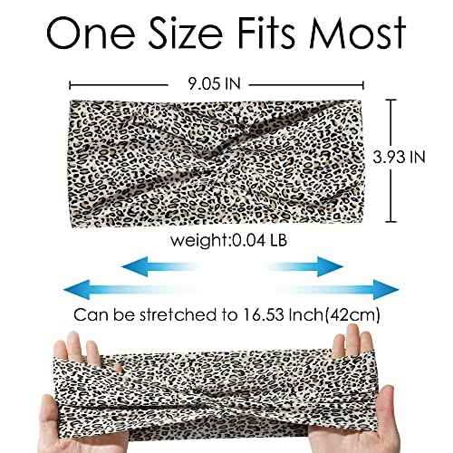 Artilady 6 Pack Boho Headbands for Women - Wide Bandana Headband Non Slip Stretchy Cheetah Paisley Print Turban Headwarp Twisted for Girls