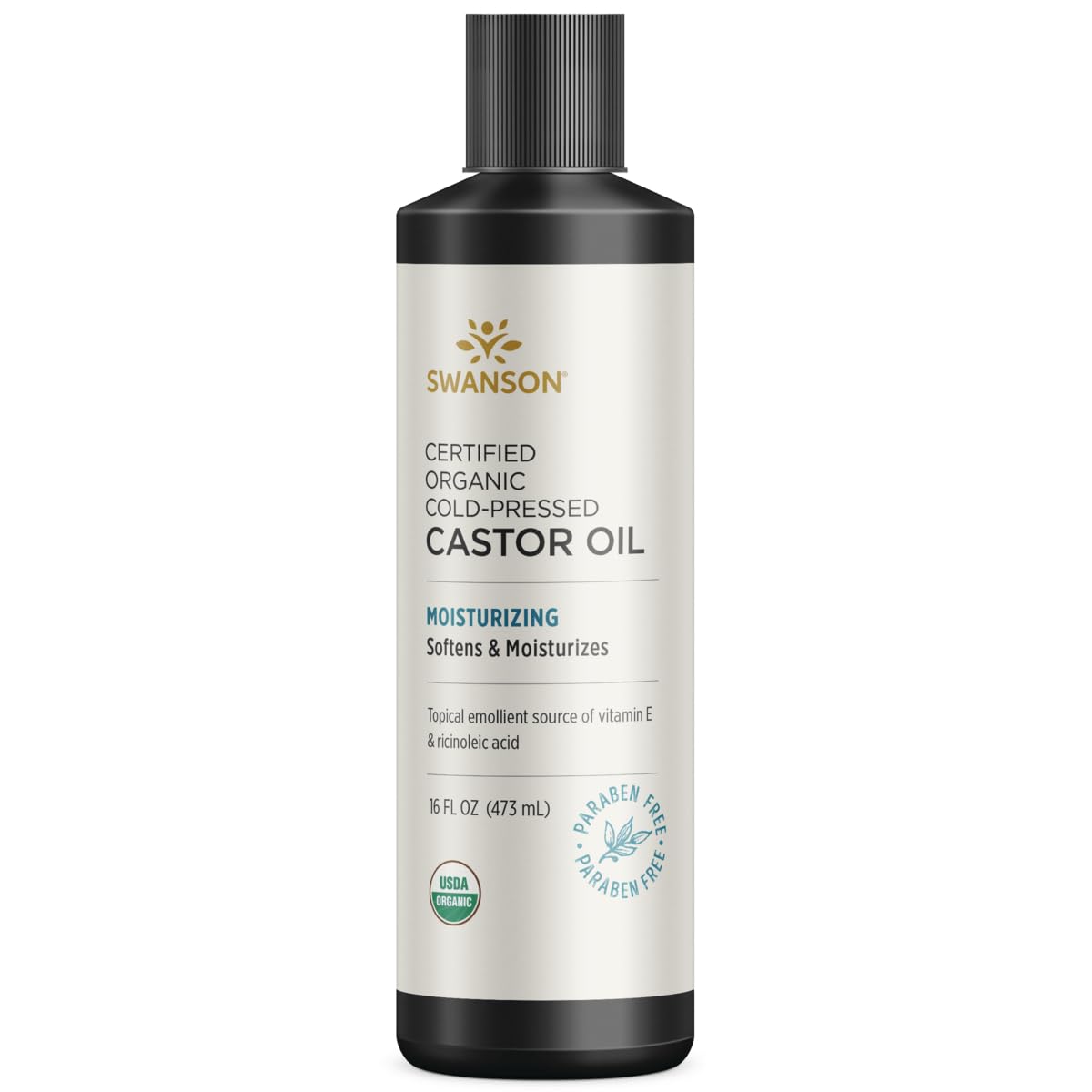 Swanson Certified 100% Organic Cold-Pressed Castor Oil 16 fl oz Liq