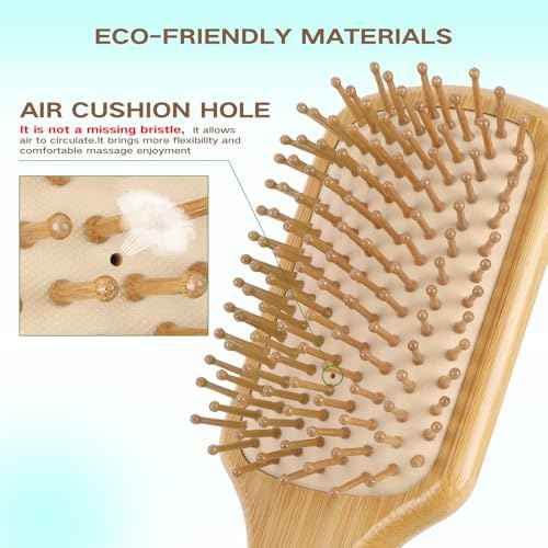 100% Bamboo Hair Brushes and Comb Set by Combetter, Comb for Women and Detangling, Great on All Hair, Eco-Friendly and Handmade for Women Men and Kids