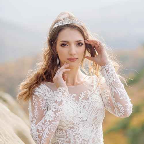 2 Pieces Silver Tiara Crown for Women Wedding Tiaras for Bride Princess Crowns and Tiaras for Girl Rhinestone Crowns for Birthday Halloween Cosplay Christmas Party Prom Gifts