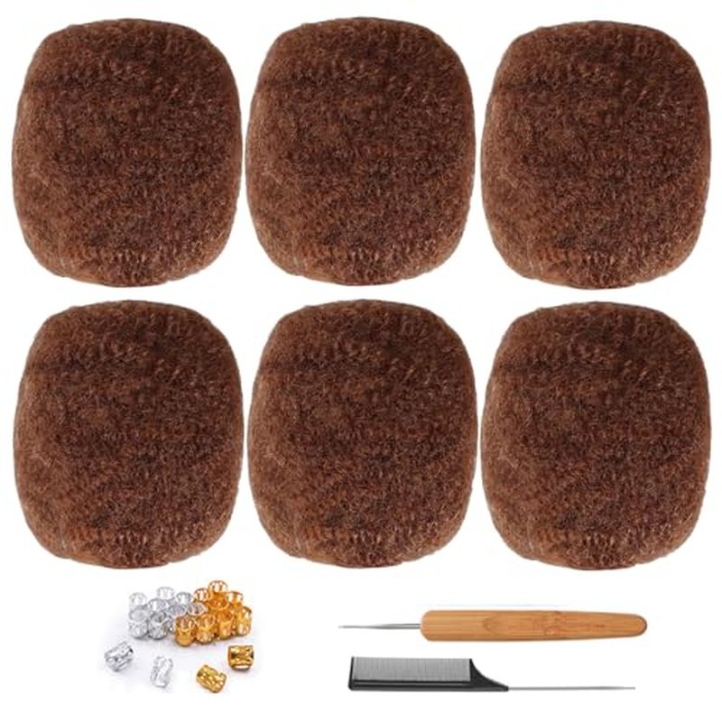 Afro Kinky Bulk Human Hair For Dreadlock Extensions Repair Locs,Twist Braiding, 100% Human Braiding Hair £¬30Grams each bundles Total (8Inch 6Bundles/Pack #30)