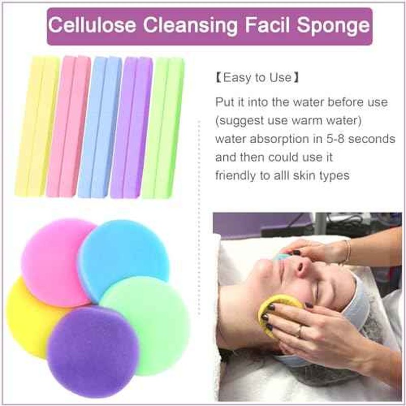 120 Count Compressed Facial Sponges, Face Cleansing Sponge for Estheticians Spa Wash Round Makeup Removal Sponge Pads for Women,Girls Compress Exfoliating Removal Sponge (Mix-Color)