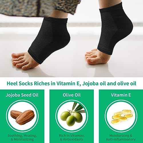 Cracked Heel Treatment Repair Socks - Ohtomber 5 Pairs Silicone Gel Foot Care Softener Toeless Pedicure Moisturizing Dry Feet Socks for Dry Cracked Heels