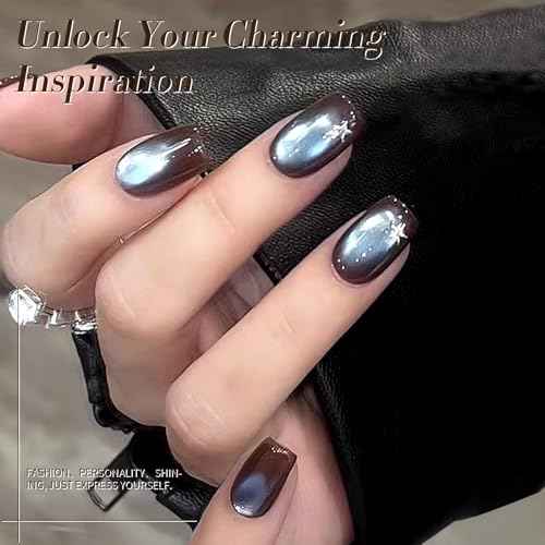 BORN PRETTY Cat Magnetic Eye Gel Nail Polish, Mint Chocolate Blue Glitter Cat Magnetic Gel Nail Polish Magnetic Nail Polish for Nail Art Manicure Salon DIY at Home 15ML