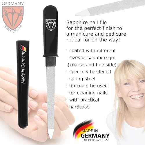 3 Swords Germany - Brand Quality Double Sided (fine & coarse) Sapphire Metal Pocket Nail File (1 Piece), Made in Solingen Germany