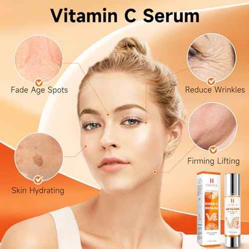 HANYWIL Vitamin C Serum for Mature Skin, 20% Vitamin C Face Serum with Hyaluronic Acid, Dark Spot Remover, Hydrating Skincare for Wrinkle Reduction, Lifting & Firming - 1.7 fl oz