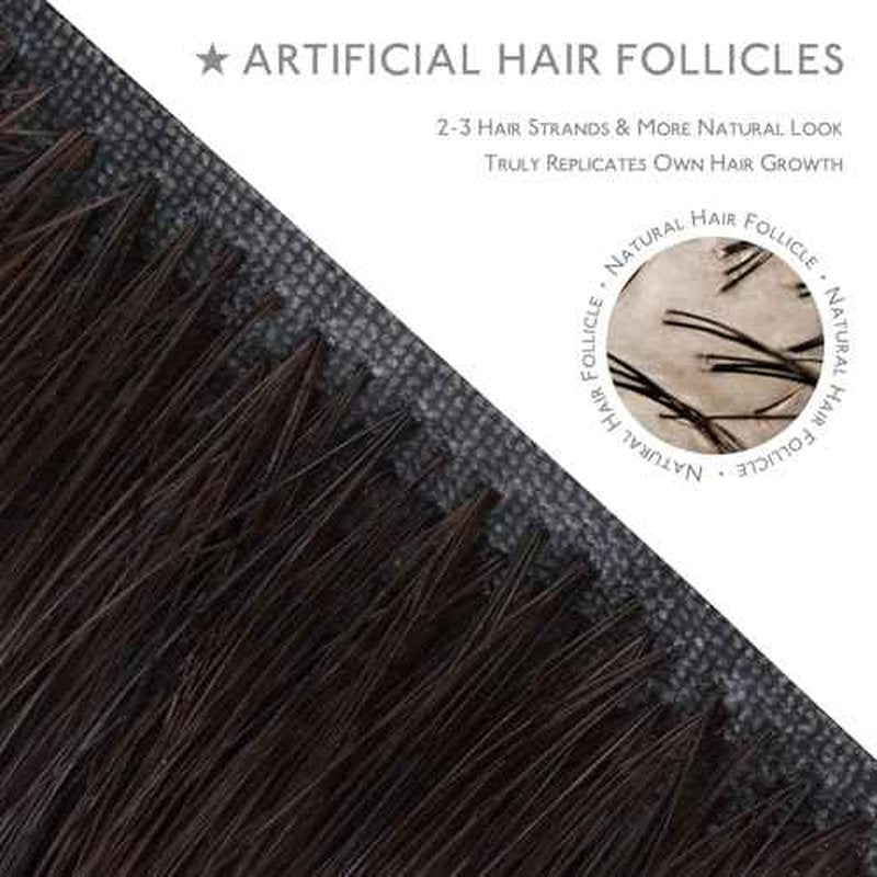 WENNALIFE Invisi Edge Clip in Hair Extensions Real Human Hair, 18 Inch 130g 7pcs Dark Brown Seamless Invisible PU Skin Weft Straight Extensiones De Cabello Hmano Clip Ins