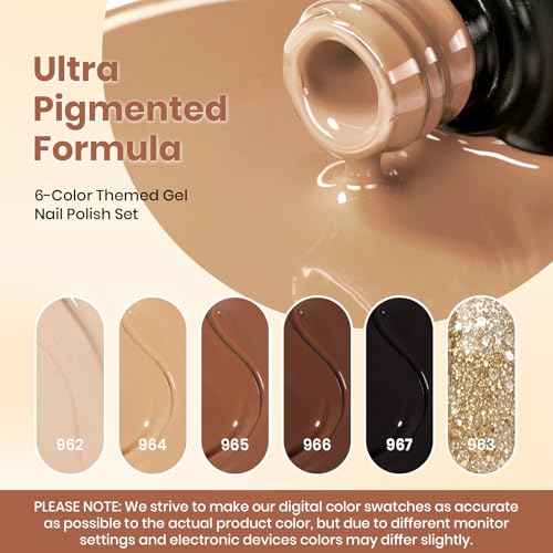 Beetles Fall Brown Gel Polish - 6 Colors Nude Brown Neutral Beige Khaki Glitter Gold Gel Nail Polish Set Roasted Chestnuts Collection Uv Gel Nail Art Manicure