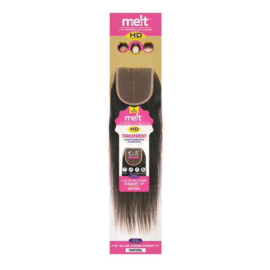 Natural Virgin Remy Human Hair Melt 4X5 HD Lace Closure - Straight 14 Inch | Janet Collection