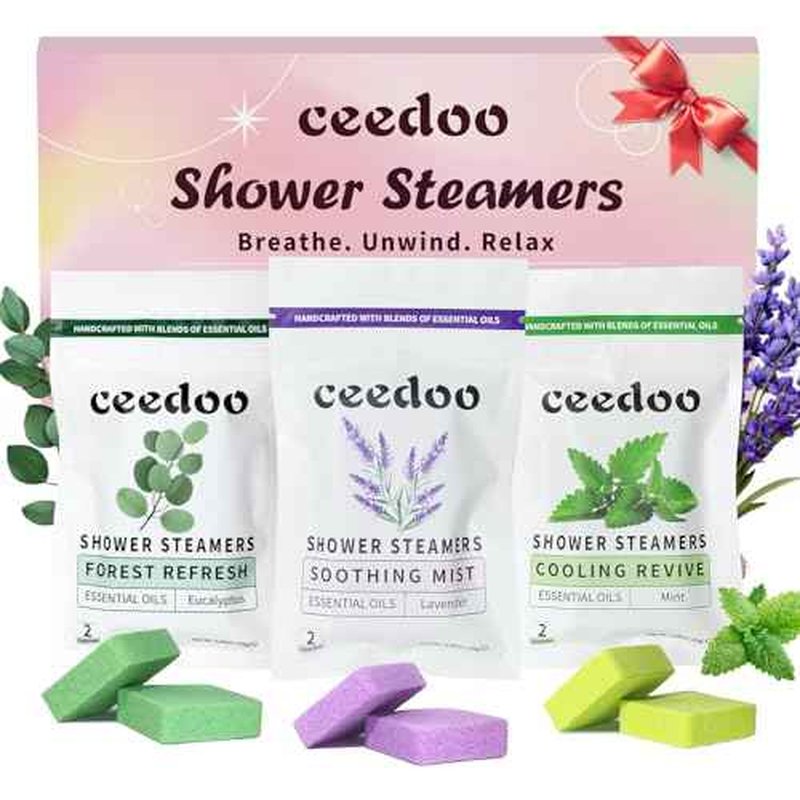 Shower Steamers Aromatherapy Gifts for Women Mom Men, Gifts for Her Stress Relief Home Spa, Christmas White Elephant Gifts, Birthday Gift Natural Essential Oil Self Care Relaxation Shower Bombs 6 Pack