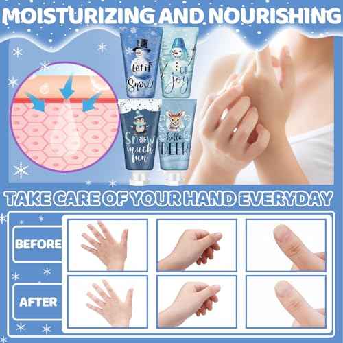 Winter Hand Cream Christmas Hand Cream Gifts Hand Lotion Bulk Gift Set Moisturizing Cracked Hand Care Lotion 1.1 Fl oz Travel Size Dry Skin Xmas Stocking Stuffers Men Women Kids Coworkers (36)