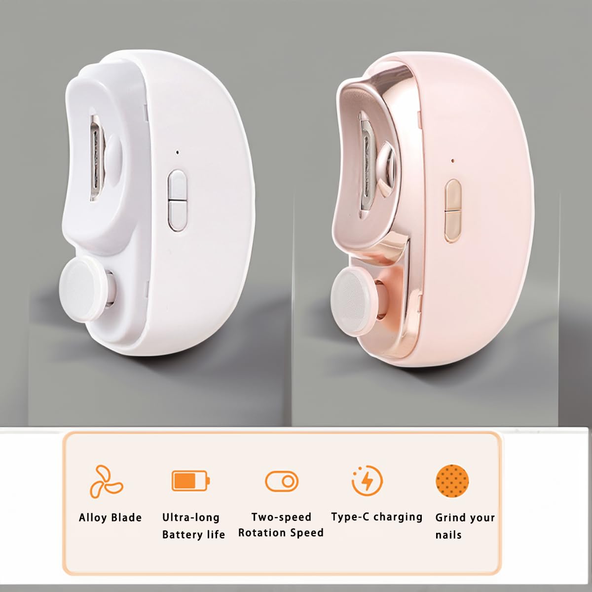 Electric Automatic Nail Clipper with Light, LISSAHNE 2 in 1 Fingernail Cutter and Polisher USB Rechargeable, Safety Fingernail Trimmer for Baby Seniors and Adult Gift Choice White (White)