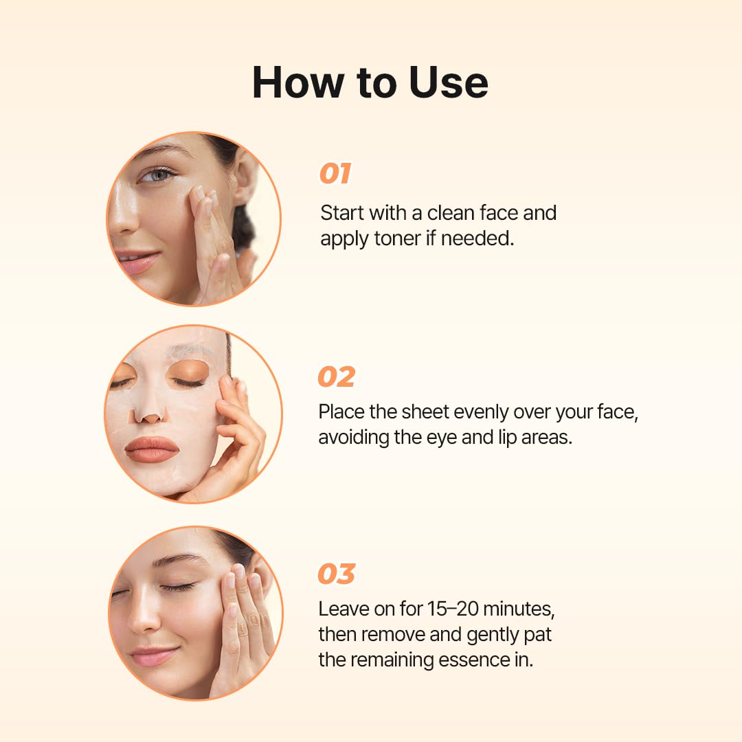 Hanskin Vitamin C Glow Sheet Mask – Korean Brightening & Hydrating Face Mask with Vitamin C + Niacinamide for Radiant, Even-Toned Skin | Glowing, Revitalizing Serum Mask | 10EA