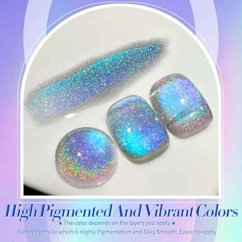Born Pretty 9D Cat Magnetic Eye Gel Nail Polish Holographic Rainbow Gel Polish Blue Purple Soak Off U V LED Gel Polish Nail Art Design Manicure Salon DIY Home 15ML
