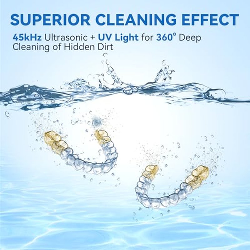 Dental Ultrasonic Retainer Cleaner Machine - Dental Cleaning Pod for Denture, Mouth Guard, Aligner, Night Guard