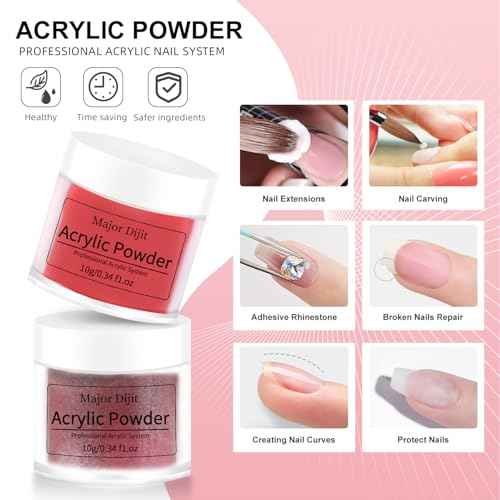 Major Dijit Complete Acrylic Nail Starter Kit with LED Lamp, 12 Colors Powder Acrylic Liquid Base/Top Coat Primer Electric Drill ? DIY Nail Art Tools for Home & Salon