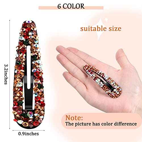Chuangdi 12 Pcs Rhinestone Hair Clips, 3.2 Inch AB Crystal Metal Hair Barrettes for Women Girls Bridal Wedding Birthday Party Costume Accessories