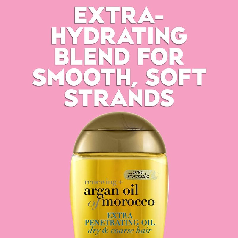 OGX Set of 2 Extra Strength Renewing + Argan Oil of Morocco Penetrating Hair Oil Treatment, Deep Moisturizing Serum for Dry, Damaged & Coarse Hair, Paraben-Free, Sulfated-Surfactants Free, 3.3 Fl Oz