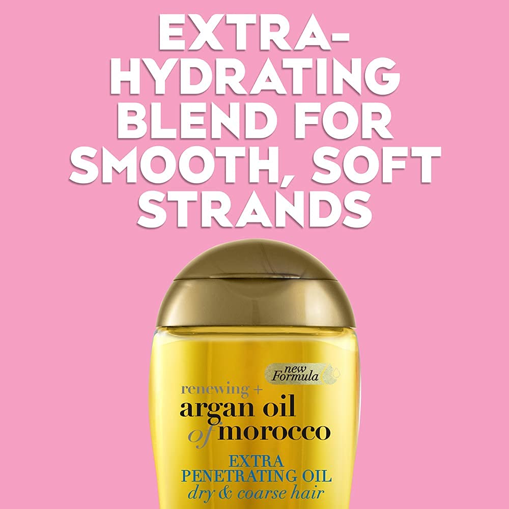 OGX Extra Strength Renewing + Argan Oil of Morocco Penetrating Hair Treatment Deep Moisturizing Serum for Dry Damaged & Coarse Paraben-Free Sulfated-Surfactants Free 3.3 fl oz