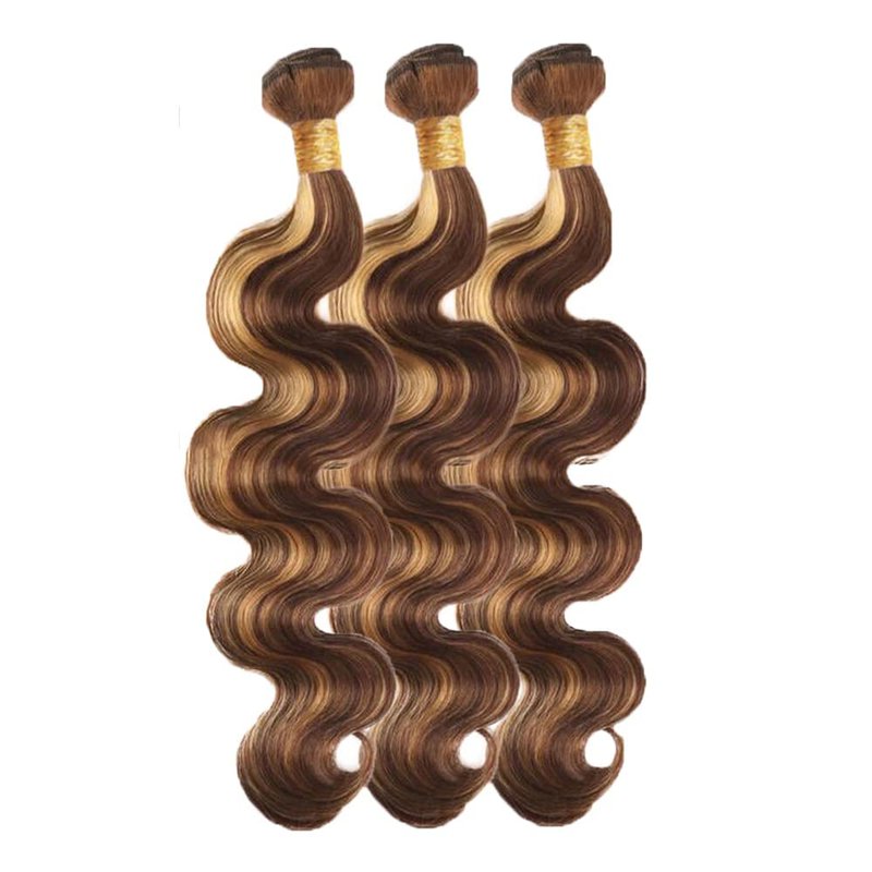 P427 Highlight Blonde Bundles Human Hair Brown Body Wave 3 Bundles 16 18 20 Inch Unprocessed Brazilian Virgin Remy Honey Blonde Bundle Human Hair Extensions