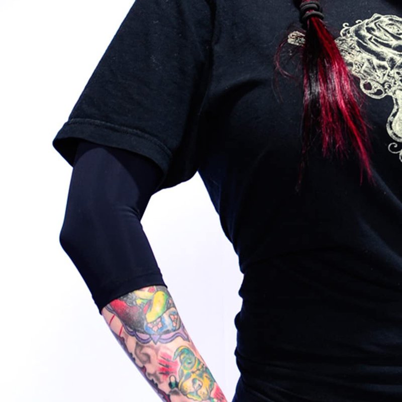 Tat2X Ink Armor Premium 3/4 Arm Tattoo Cover Up Sleeve - No Slip Gripper - U.S. Made - Light - ML (single arm/elbow sleeve)