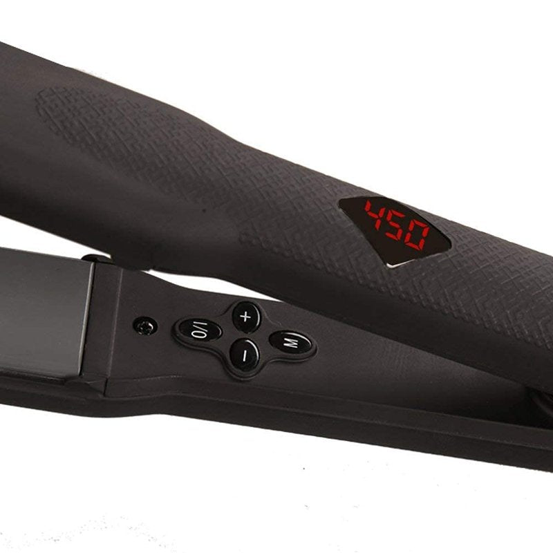 Professional Dual Voltage Hair Straightener - 1.25” Keratin Ceramic Flat Iron with Fast Heat Up & Auto Shut Off | Black