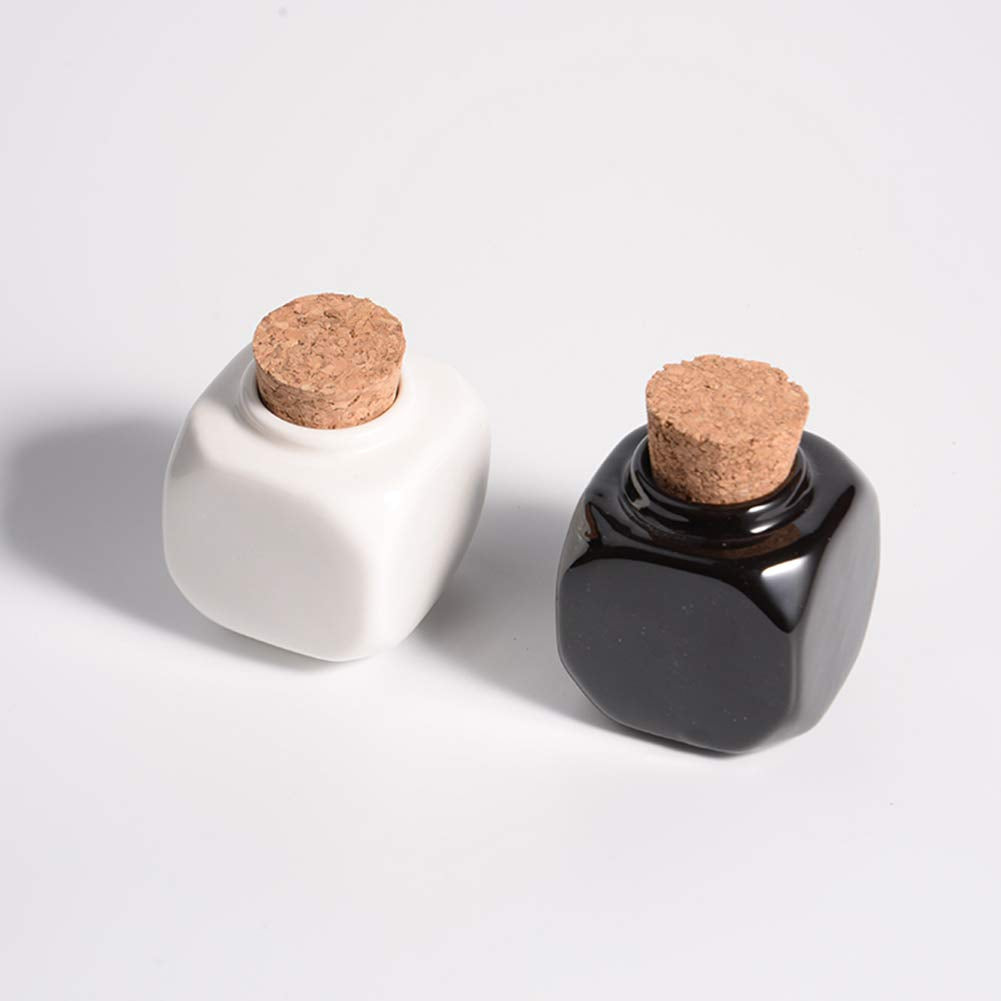 Porcelain Material Nail Art Acrylic Glass Dappen Dish Powder Liquid Bowl Holder Container With Soft Wooden Lid Nail Art Accessories (black&white)