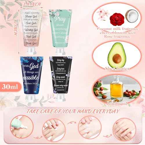 12 Pcs Christian Hand Cream Bulk for Women Breast Cancer Awareness Gifts Christian Gifts in Bulk Bible Mini Travel Size Lotion for Skin Dry Bible Verse Hand Lotion for Mom Grandma Christmas Holiday