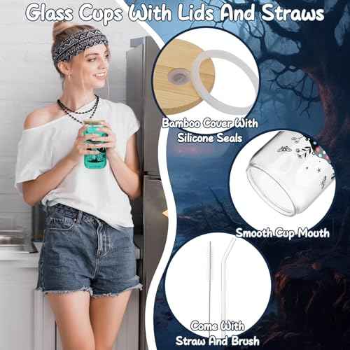 7 Pcs Witchy Gifts for Women Gothic Ouija Blanket Astrology Witch Canvas Tote Bag Makeup Bag Glass Cup Necklace Witchy Stuff Spooky Favors Gothic Gifts for Women