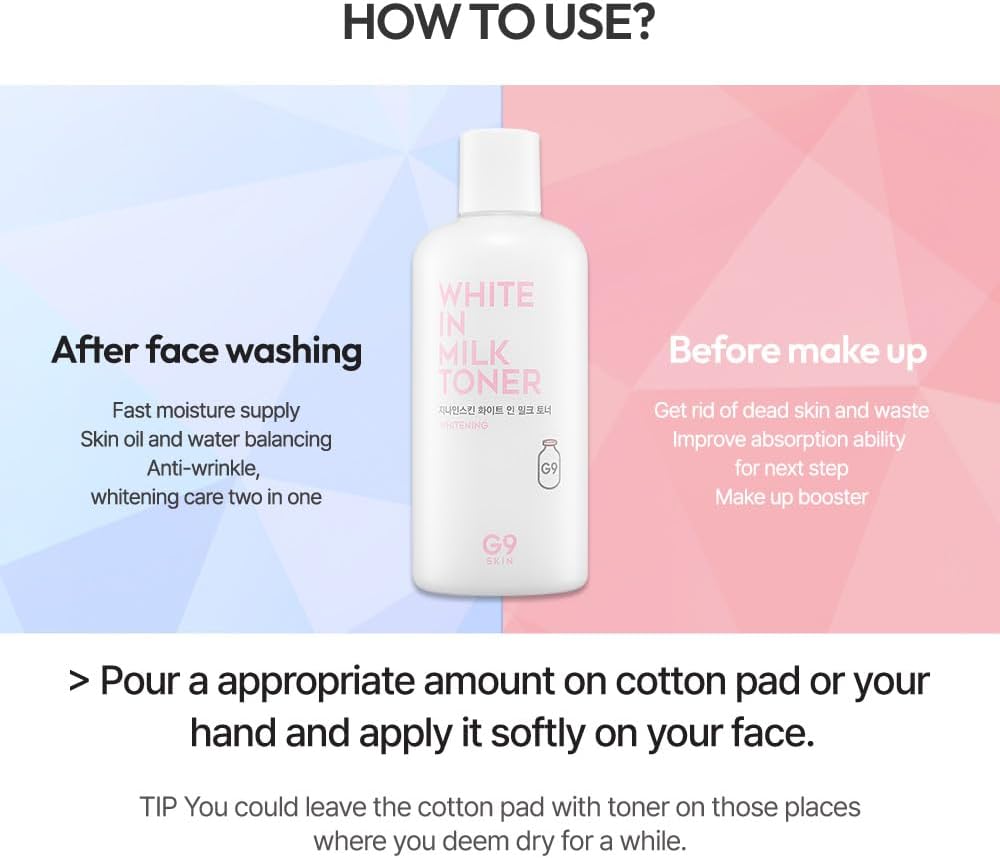 G9SKIN Milky Korean Face Toner - Hydrating 300ml for Dry & Sensitive Skin | Lightweight Moisturizer