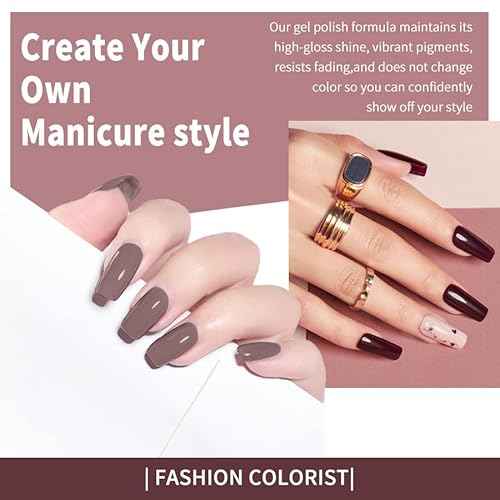 JR 9 Colors 0.5oz Brown Gel Nail Polish Set Bow Bottle Fall Design Nude Gel Polish Kit UV LED Soak Off Polish Home DIY Gift Fall Gel Polish Series